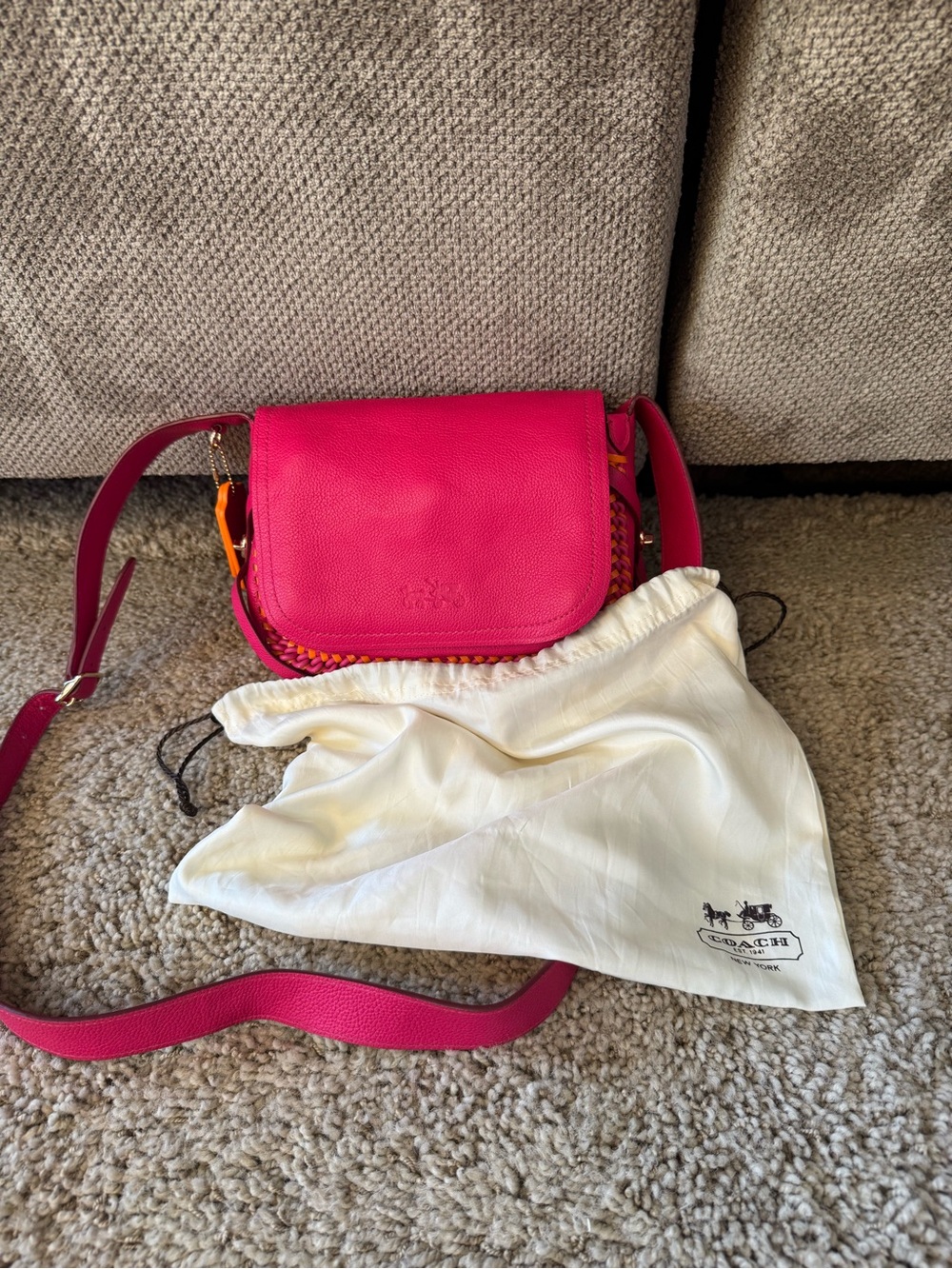 Coach Hot Pink Crossbody Leather Shoulder Bag